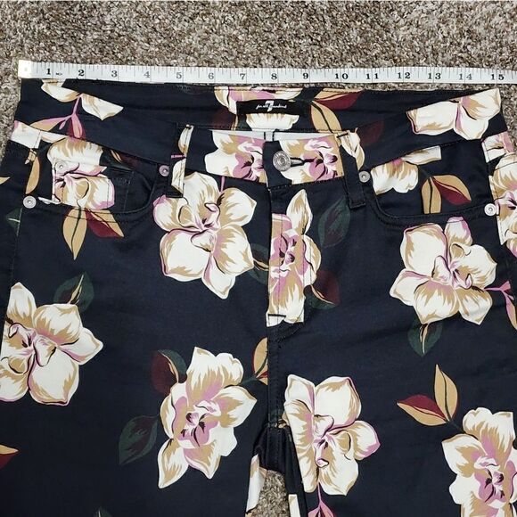 7 for all mankind Navy Blue Floral spring Print Ankle Skinny Jean - Picture 5 of 16